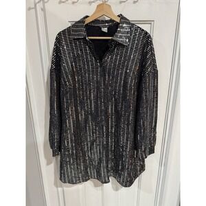 Venus Embellished Sequin Silver Bling Blazer Jacket Size 12